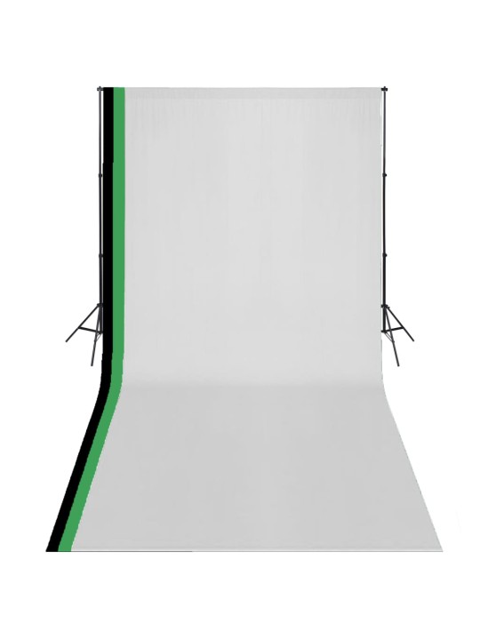 Fotografická sada 3 bavlněná pozadí a nastavitelný rám 3 x 6 m