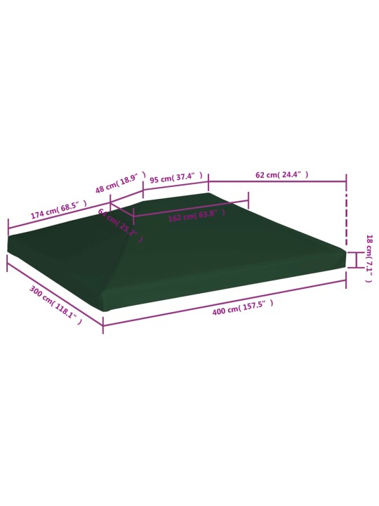 Náhradní střecha na altán 310 g/m² 4 x 3 m zelená