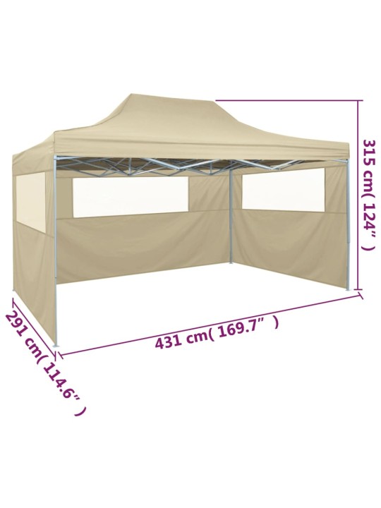 Skládací stan se 3 stěnami 3 x 4,5 m krémový