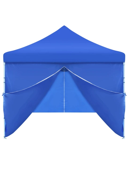 Skládací nůžkový party stan s 8 bočními stěnami 3 x 9 m modrý