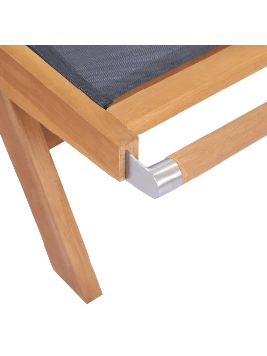 Skládácí zahradní lehátko s kolečky masivní teak a textilen
