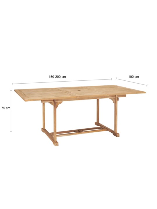 Rozkládací zahradní stůl (150–200) x 100 x 75 cm masivní teak