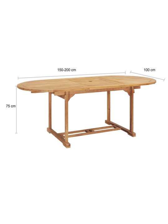 Rozkládací zahradní stůl (150–200) x 100 x 75 cm masivní teak