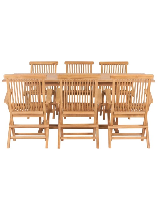 7dílný zahradní jídelní set 150–200 x 100 x 75 cm teakové dřevo
