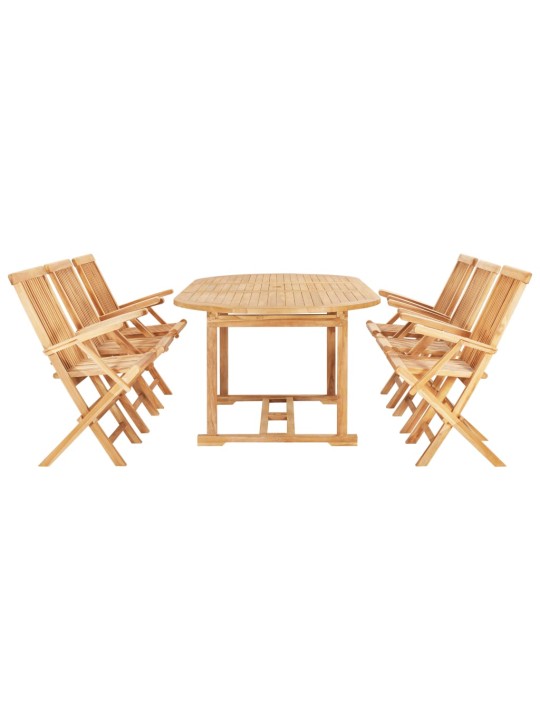 7dílný zahradní jídelní set 150–200 x 100 x 75 cm teakové dřevo