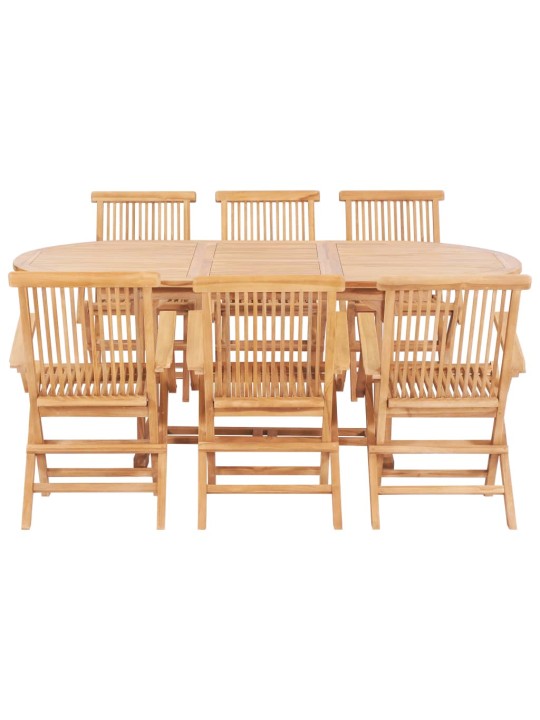 7dílný zahradní jídelní set 150–200 x 100 x 75 cm teakové dřevo