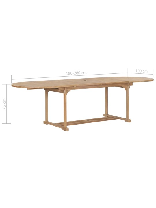 Rozkládací zahradní stůl 180–280x100x75 cm masivní teak oválný