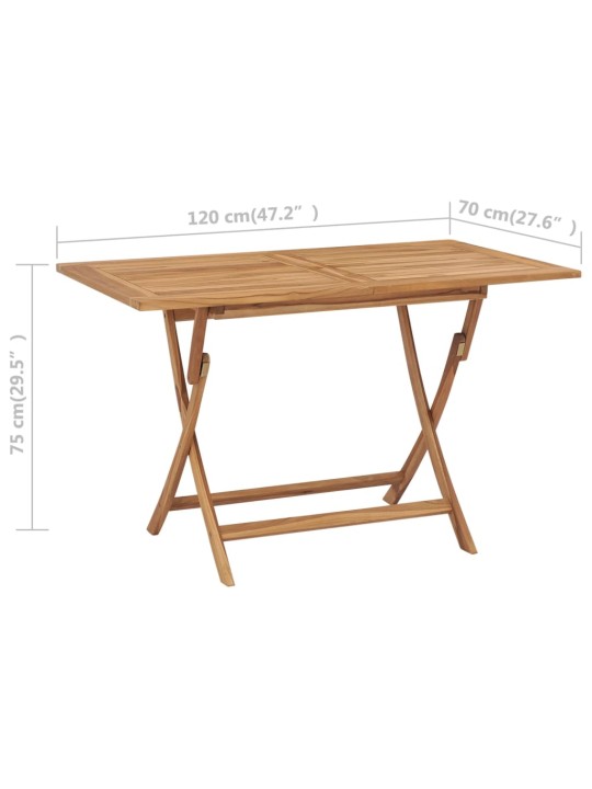 Skládací zahradní stůl 120 x 70 x 75 cm masivní teakové dřevo