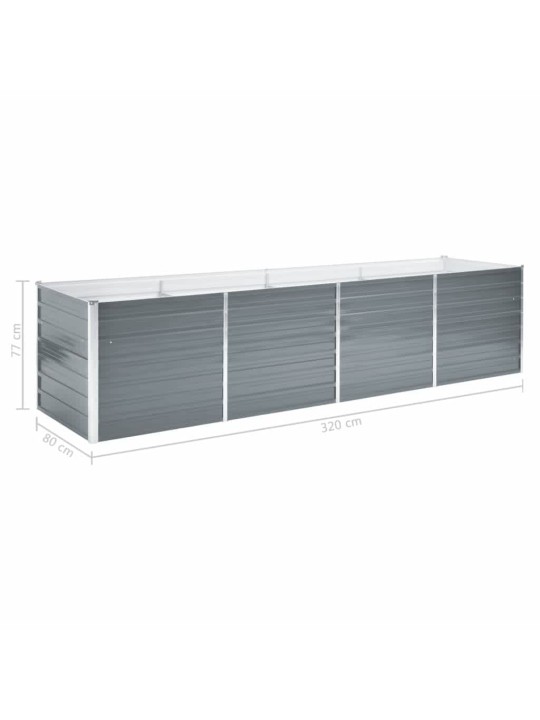 Vyvýšený záhon pozinkovaná ocel 320 x 80 x 77 cm šedý