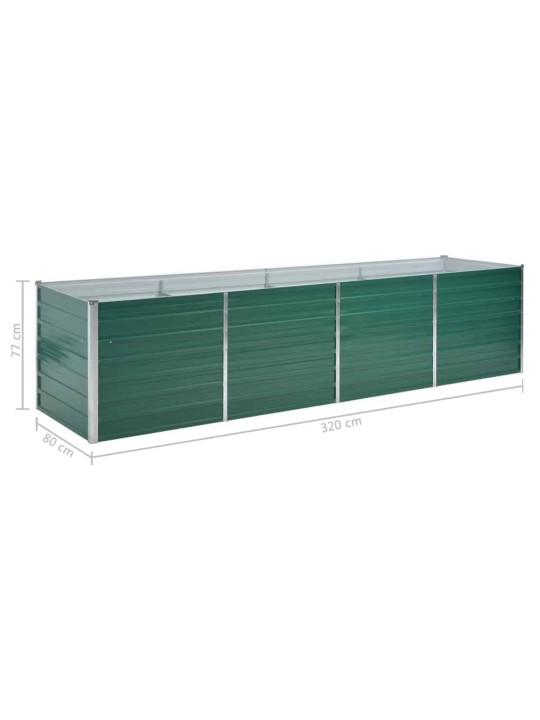 Vyvýšený záhon pozinkovaná ocel 320 x 80 x 77 cm zelený
