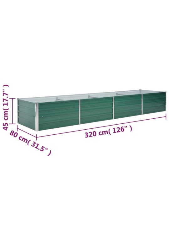 Vyvýšený záhon pozinkovaná ocel 320 x 80 x 45 cm zelený
