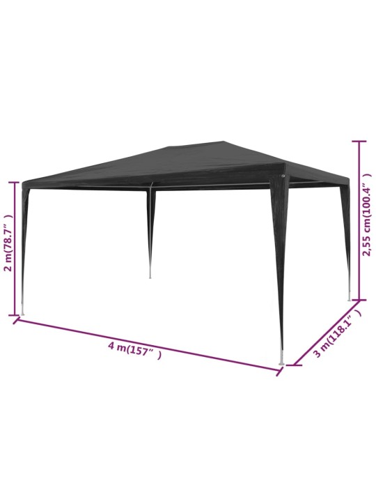 Party stan 3 x 4 m PE antracitový