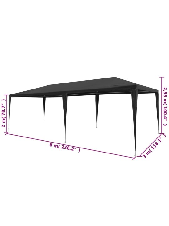 Party stan 3 x 6 m PE antracitový