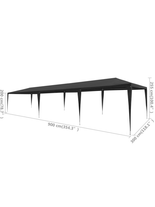 Party stan 3 x 9 m PE antracitový