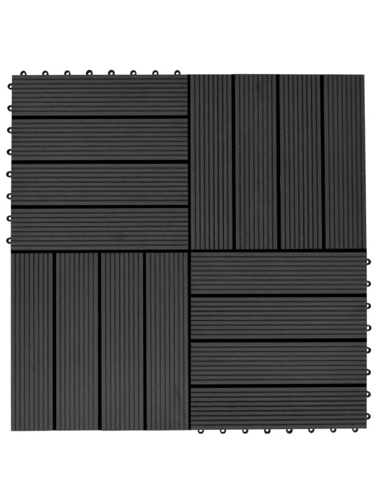 Terasové dlaždice z dřevoplastu 11 ks 30 x 30 cm 1 m² černé