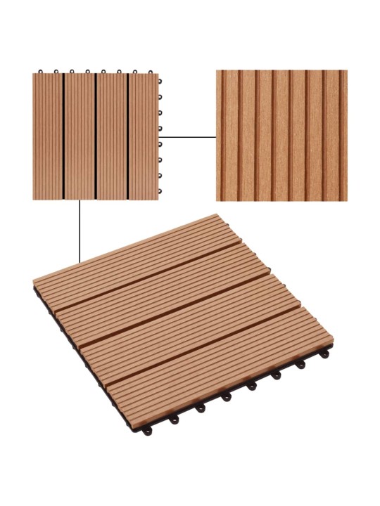 Terasové dlaždice z dřevoplastu 11 ks 30x30 cm 1 m² odstín teak