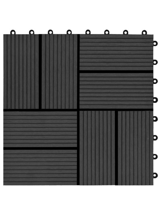 Terasové dlaždice z dřevoplastu 11 ks 30 x 30 cm 1 m² černé
