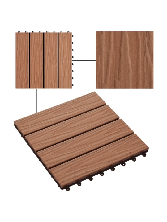 Terasové dlaždice 11ks WPC embosované 30x30 cm 1m² světle hnědé