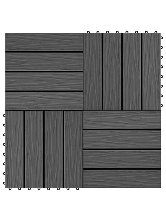 Terasové dlaždice 11 ks WPC embosované 30 x 30 cm 1 m² černé