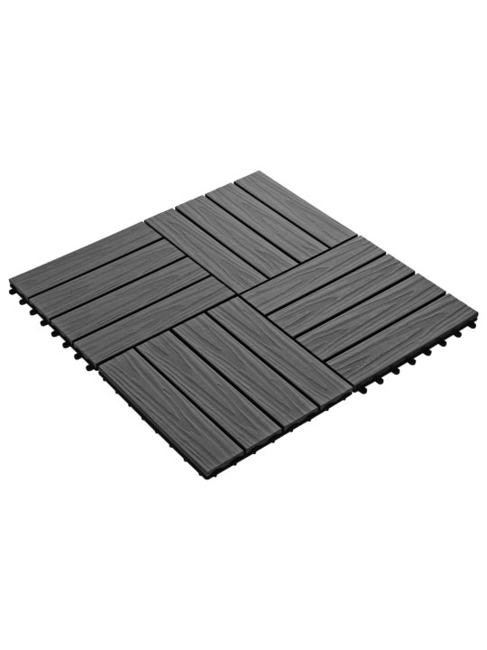 Terasové dlaždice 11 ks WPC embosované 30 x 30 cm 1 m² černé