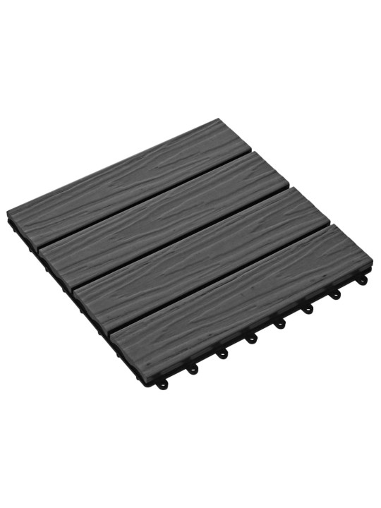 Terasové dlaždice 11 ks WPC embosované 30 x 30 cm 1 m² černé