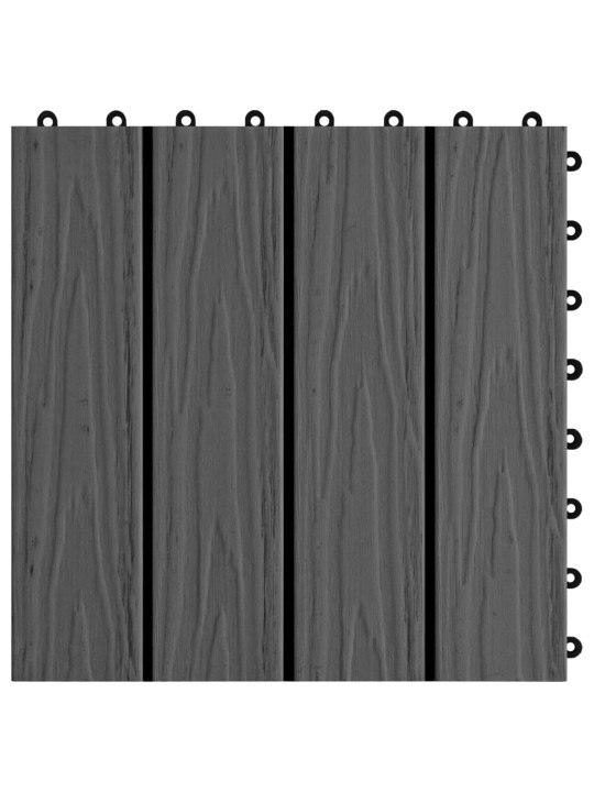 Terasové dlaždice 11 ks WPC embosované 30 x 30 cm 1 m² černé
