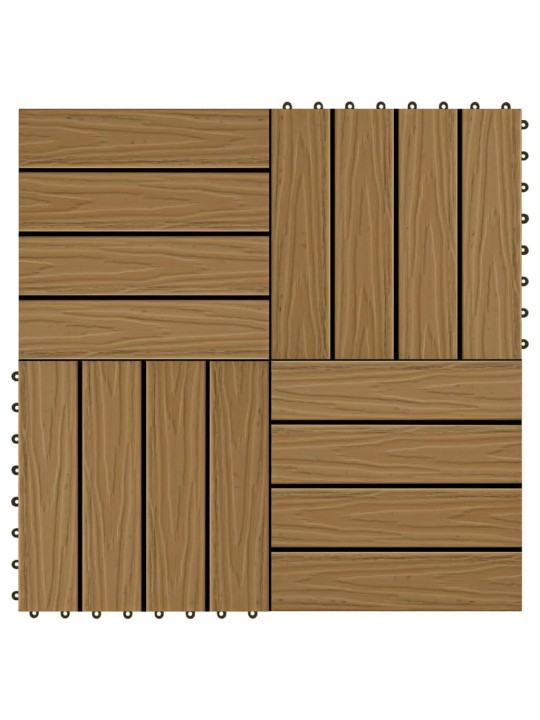Terasové dlaždice 11ks WPC embosované 30x30 cm 1m² odstín teaku
