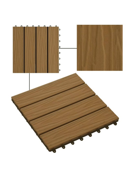 Terasové dlaždice 11ks WPC embosované 30x30 cm 1m² odstín teaku