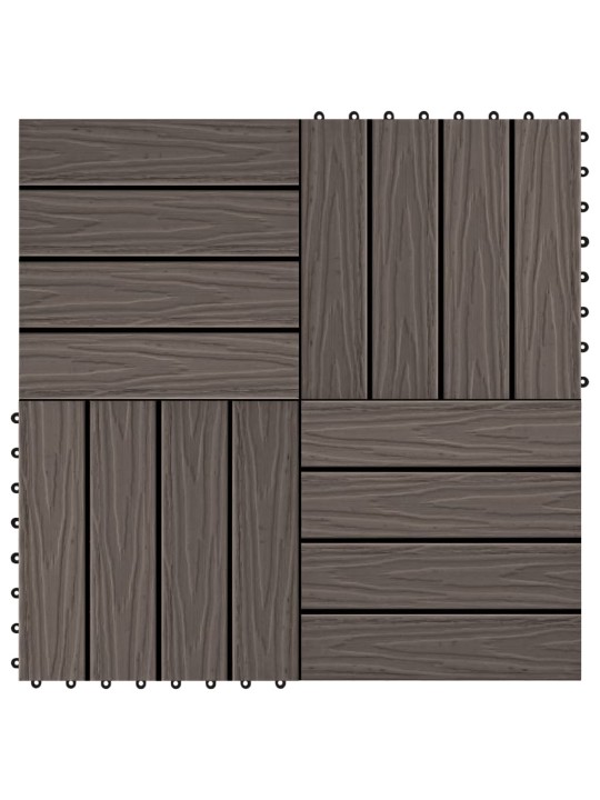 Terasové dlaždice 11 ks WPC embosované 30x30 cm 1m² tmavě hnědé