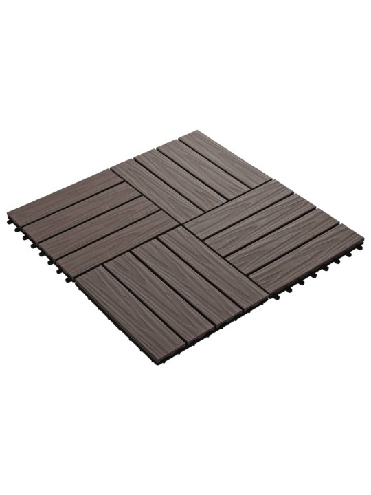 Terasové dlaždice 11 ks WPC embosované 30x30 cm 1m² tmavě hnědé