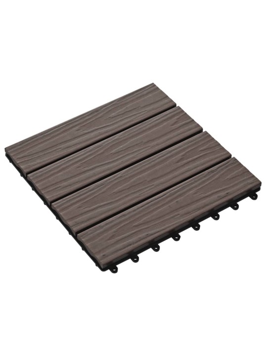 Terasové dlaždice 11 ks WPC embosované 30x30 cm 1m² tmavě hnědé
