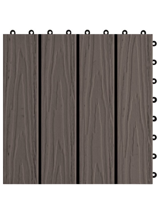 Terasové dlaždice 11 ks WPC embosované 30x30 cm 1m² tmavě hnědé