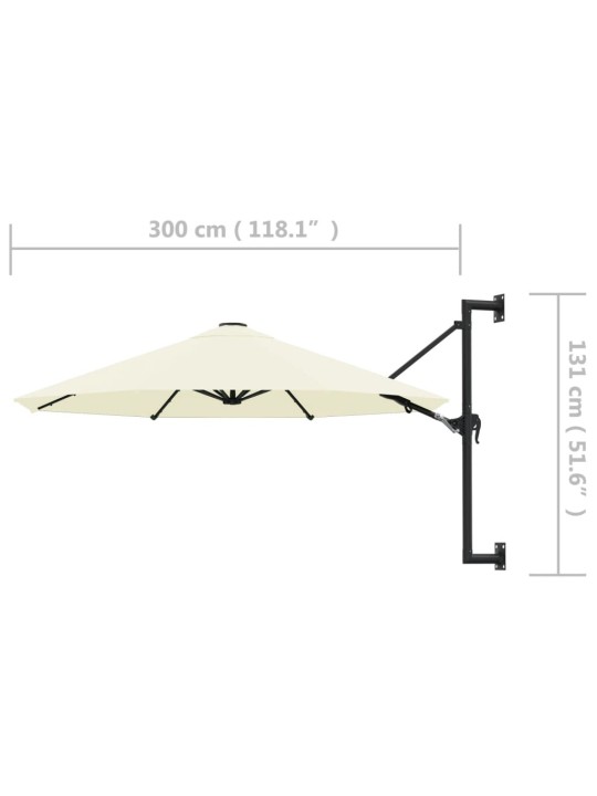 Nástěnný slunečník s kovovou tyčí 300 cm pískový