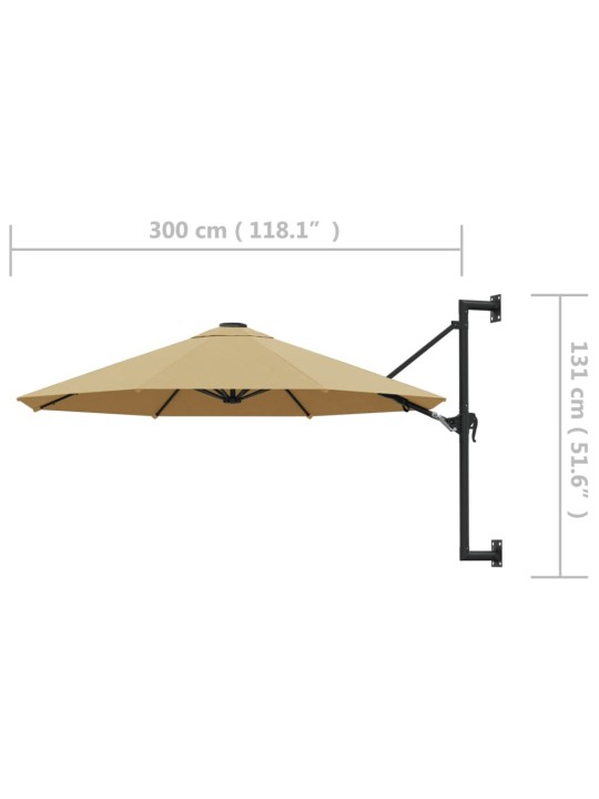 Nástěnný slunečník s kovovou tyčí 300 cm barva taupe