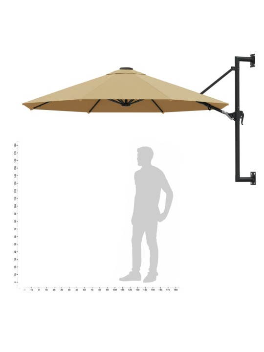 Nástěnný slunečník s kovovou tyčí 300 cm barva taupe