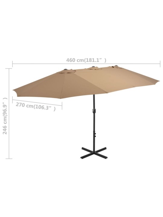 Zahradní slunečník s hliníkovou tyčí 460 x 270 cm barva taupe