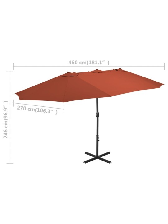 Zahradní slunečník s hliníkovou tyčí 460 x 270 cm terakotový