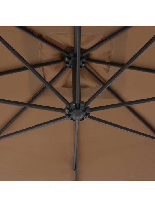 Boční zahradní slunečník s ocelovou tyčí 300 cm taupe