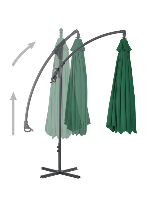 Boční zahradní slunečník s ocelovou tyčí 250 x 250 cm zelený