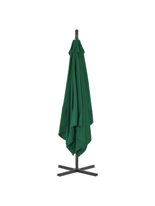 Boční zahradní slunečník s ocelovou tyčí 250 x 250 cm zelený