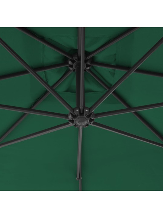 Boční zahradní slunečník s ocelovou tyčí 250 x 250 cm zelený