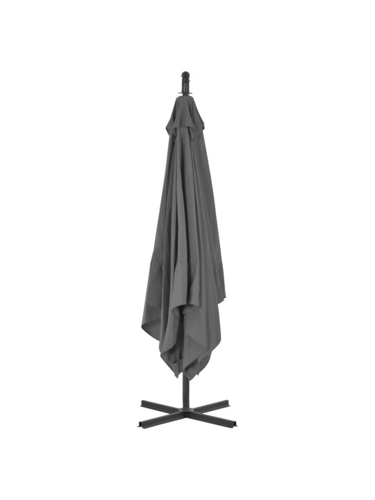 Boční zahradní slunečník s ocelovou tyčí 250x250 cm antracitový