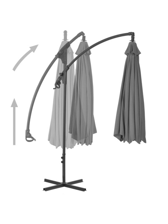 Boční zahradní slunečník s ocelovou tyčí 250x250 cm antracitový