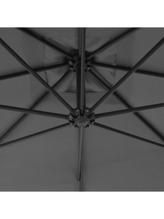 Boční zahradní slunečník s ocelovou tyčí 250x250 cm antracitový