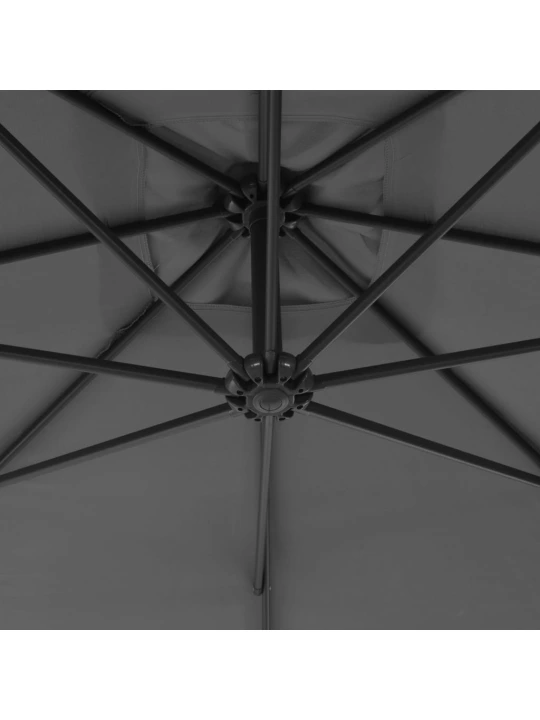 Boční zahradní slunečník s ocelovou tyčí 250x250 cm antracitový