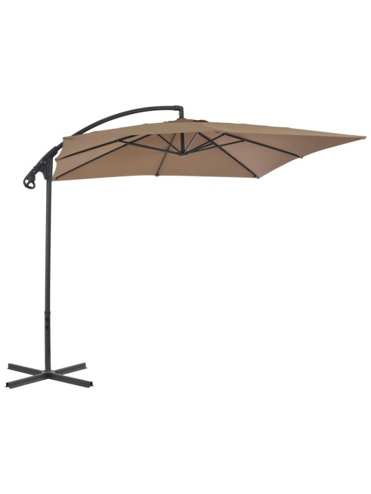 Boční zahradní slunečník s ocelovou tyčí 250 x 250 cm taupe