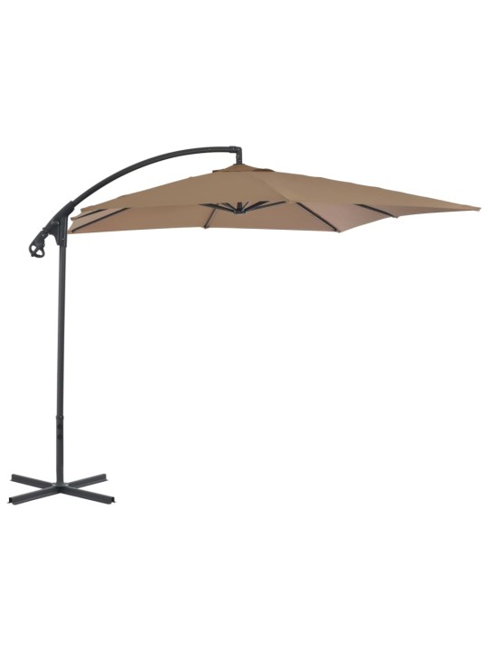 Boční zahradní slunečník s ocelovou tyčí 250 x 250 cm taupe