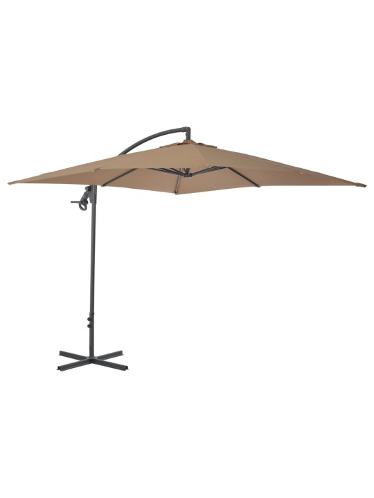 Boční zahradní slunečník s ocelovou tyčí 250 x 250 cm taupe