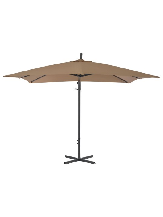 Boční zahradní slunečník s ocelovou tyčí 250 x 250 cm taupe
