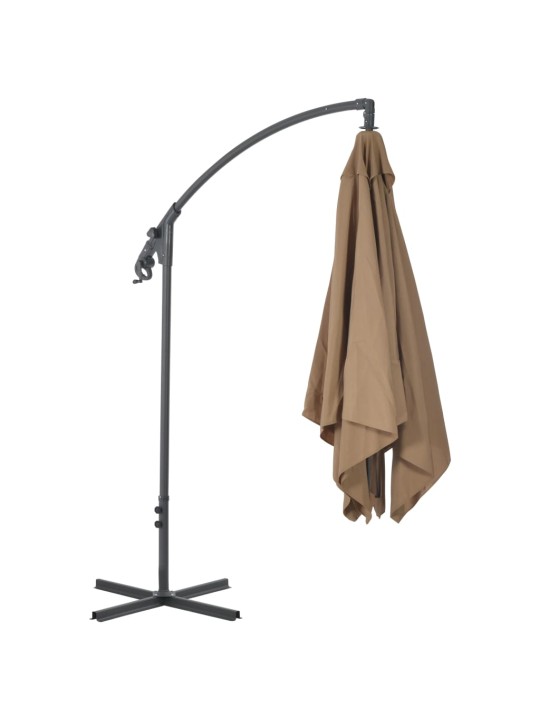 Boční zahradní slunečník s ocelovou tyčí 250 x 250 cm taupe